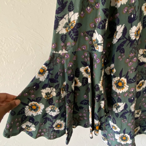 Free People Green Floral long sleeve dress S - Picture 10 of 11